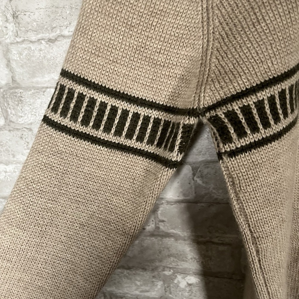 J. Crew Thick Wool Sweater Vintage 90s Pullover Beige Crewneck Knit Men's Small - Picture 2 of 6